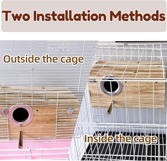 Tfwadmx Large Parakeet Nesting Box, Bird Nest Breeding Box, Wood Parrot Nest Box with Perch Bird Cage House for Cockatiel Lovebirds Budagie Canary Finch (XL)