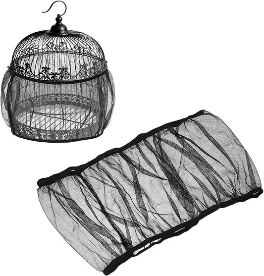 Bird Cage Seed Catcher, Bird Cage Net Cover Seeds Guard, Universal Birdcage Accessories, Black, Circumference 59.1"-78.7", Height 13.8" for Parrot Cockatiel Enclosures