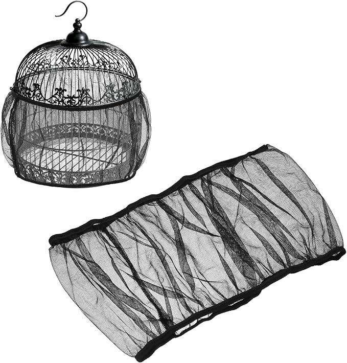 Bird Cage Seed Catcher, Bird Cage Net Cover Seeds Guard, Universal Birdcage Accessories, Black, Circumference 45.7"-59.1", Height 9.8" for Parrot Cockatiel Enclosures