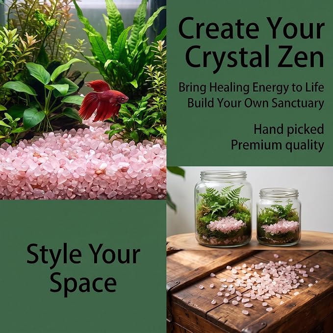 Rose Quartz & Clear Quartz Crystal Chips 2lb (2400+ Pcs)-5-8mm Jumbo Pack, Love & Clarity Healing Stones for Bulk Crafts, Resin Art & Decor