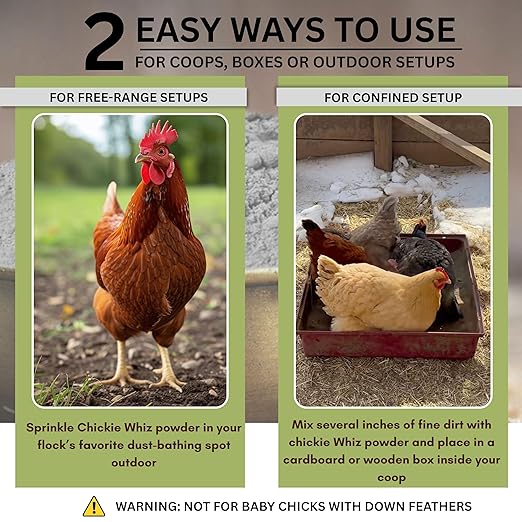 Chickie-Whiz Chicken Dust Bath- All natural Wood Ash Dust Bath for Chickens-Healthier Eggs & Feathers- Chicken Coop Accessories for Farms- no additives (22Lb- 10Kg)