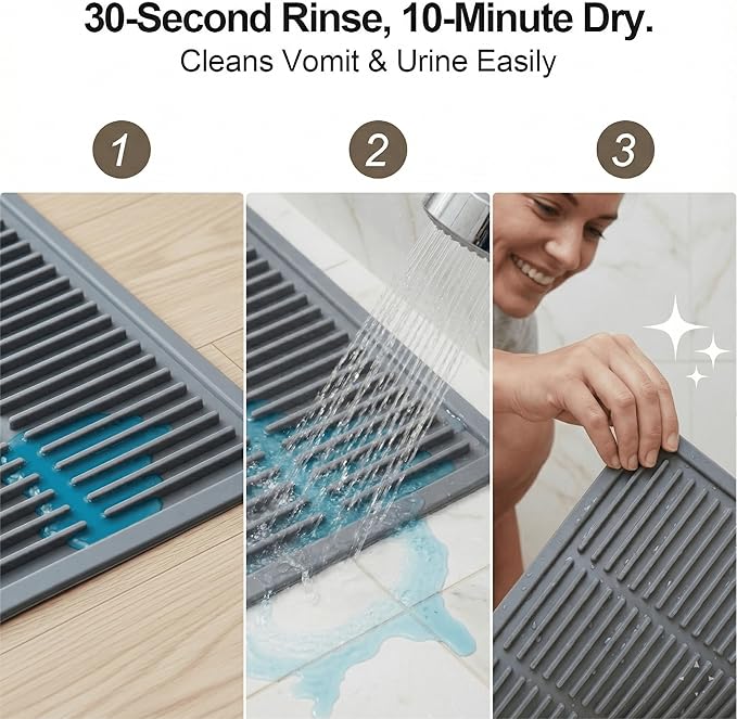 Large Cat Litter Mat: Silicone Litter Trapping Mat for Litter Box - Easy to Clean Waterproof & Anti-Slip Soft Rubber Mat - Durable Design Traps Pellet & Clay Litter