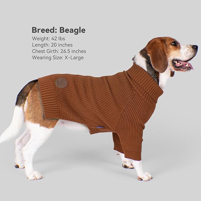 cyeollo 4XL Dog Sweater, Stretchable & Cozy Warm Dog Sweaters for Large Dogs Boy, Pullover Knit Fall Winter Sweatshirt for Giant Breeds Big Dogs Clothes, Doberman Great Dane Apparel, Brown XXXXL