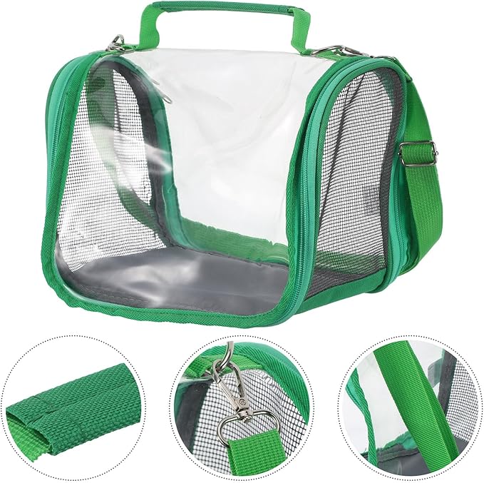 Levemolo Small Portable Bird Cage Carrier for Travel – Lightweight Plastic Parrot and Budgie Travel Cage Bag, Compact Green Pet Bird Carrier for Outdoor Trips and Vacations