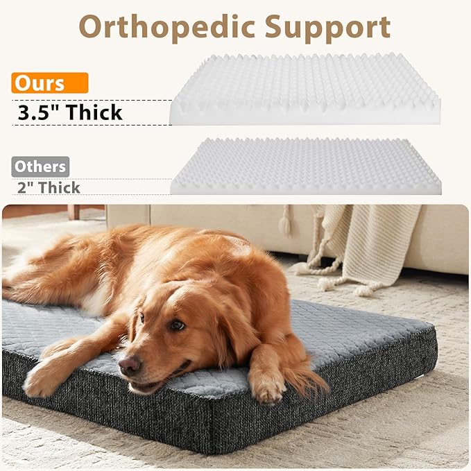 JOEJOY Orthopedic Dog Bed for Small Dogs, Washable Dog Crate Bed Small Sized with Removable Cover, Egg Memory Foam Pet Beds, Light Grey, 23"x17"
