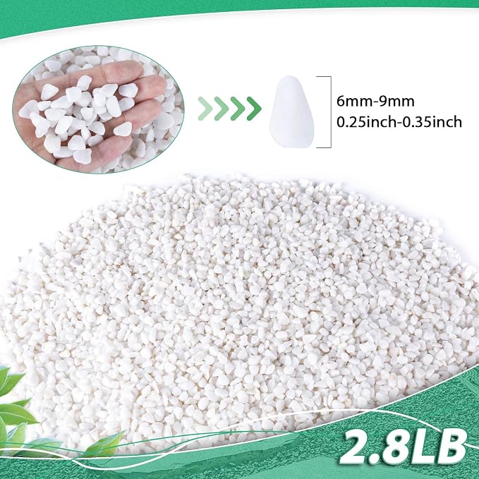 Succulent Rocks for Plants Tiny Pebbles for Planters 2.8LB Pea Gravel Bulk Course Sand Soil Small Decorative Stones for Indoor Bonsai Pots Cactus Top Dressing Aquarium Garden Landscape, White