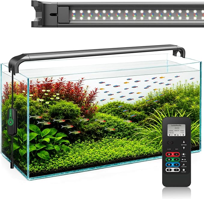18-23in Freshwater Aquarium Light, RGB+W Fish Tank Light | 24/7 Timer with Remote, Full Spectrum Aquarium IP67 Plant Light, Dimmable RGBW Brightness, Plant&Fish Preset Modes, DIY Mode