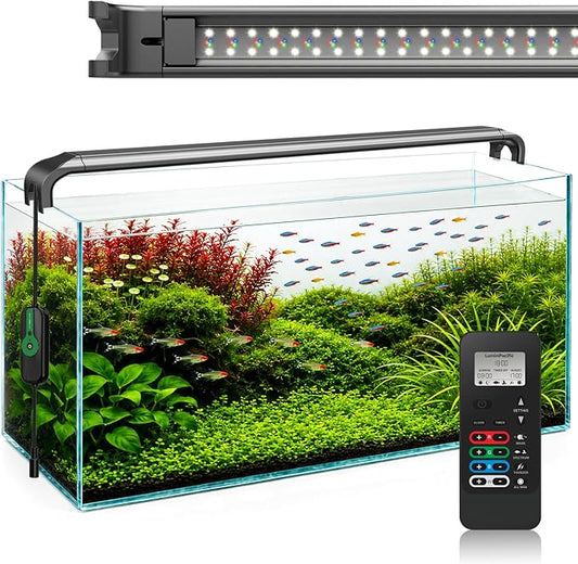 48-57in Freshwater Aquarium Light, RGB+W Fish Tank Light | 24/7 Timer with Remote, Full Spectrum Aquarium IP67 Plant Light, Dimmable RGBW Brightness, Plant&Fish Preset Modes, DIY Mode