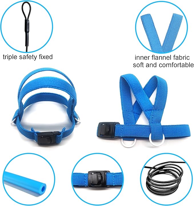 VANFAVORI Bird Harness with Buckle Clip and A Leash Rope,Easy to Wear Outdoor Flying Kit for Bird Parrots Cockatiel S Size Weight 85-105 Grams,Blue
