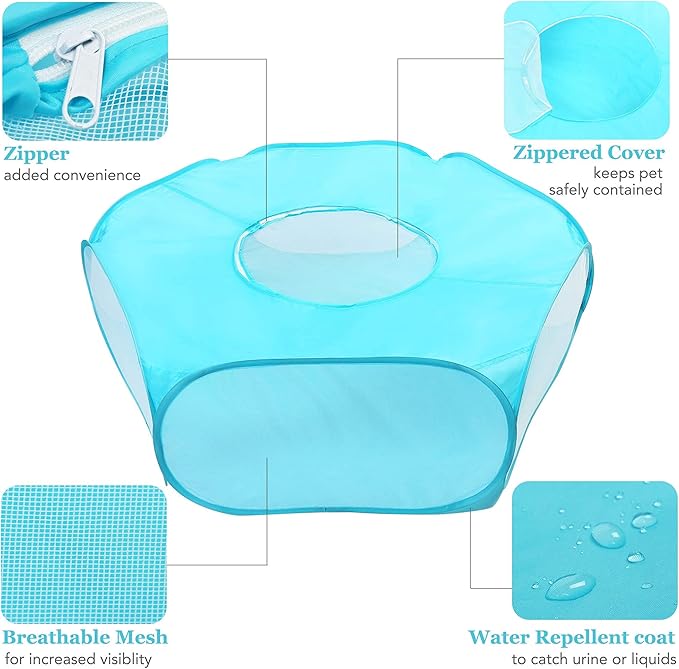 Prime Pets Small Animal Playpen, Guinea Pig Playpen, Foldable Hamster Cage Tent with Zipper Cover, Waterproof Play Yard Fence for Hamster Rabbit Kitten, Indoor Small Pet Exercise Pen