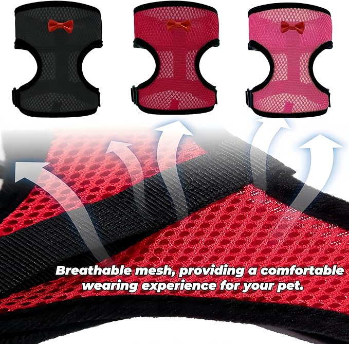 3 Pack Chicken Harness and Leash Set Adjustable Hen Vest with Matching Belt Breathable Mesh Training Harness Pets Leash for Hens Duck Goose Small Pet-Black&Red&Pink,L