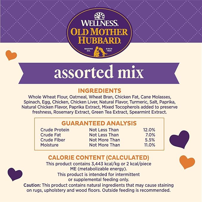 Old Mother Hubbard Wellness Training Bitz Assorted Mix Dog Biscuits,Natural,Training Treats,Three Flavors,Small Size,(8 Ounce Bag),(Pack of 2)