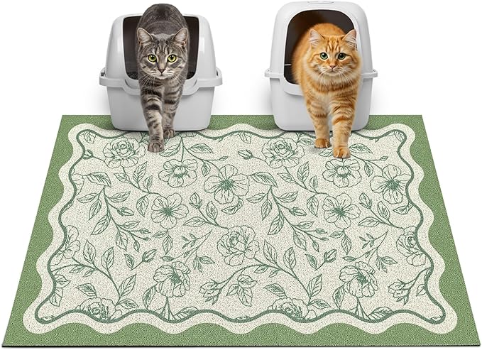 Glittme Premium Cat Litter Mat 33"x22" - Non-Slip & Waterproof Litter Trapping Mat for Litter Boxes - Soft Mesh Kitty Sand Catcher Pad Easy to Clean & Washable Floor Protector