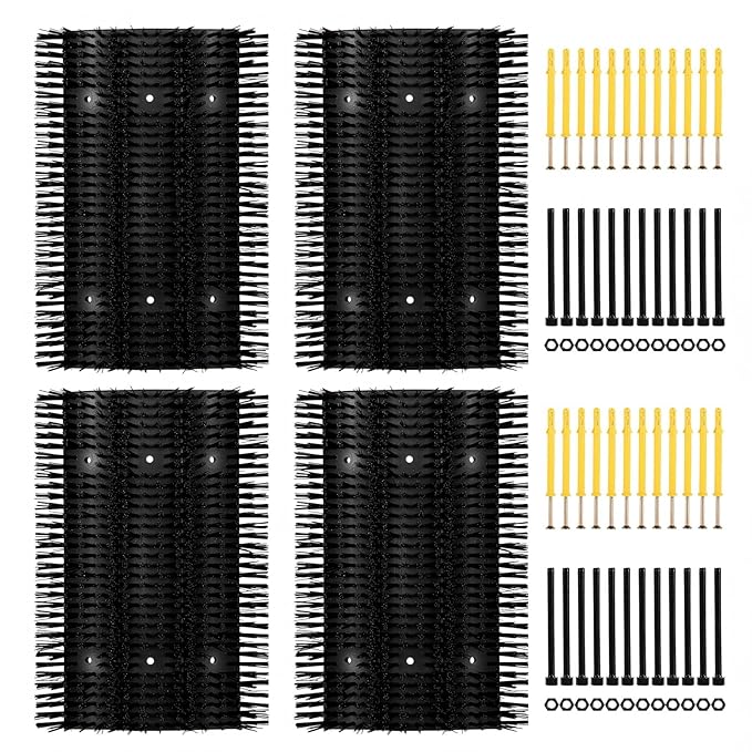 Extra Large Size Livestock Scratching Brush, Upgraded Horse/Goat/Cow/Cattle Scratcher Brush for Grooming, Itch Relief Horse Scratcher Brushes Kit with Two Sets of Mounting Screws(4-Pack,Black)