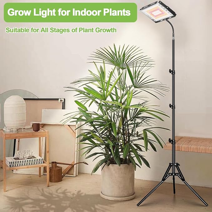LBW Grow Lights for Indoor Plants, Full Spectrum 96 LEDs Plant Grow Light | On/Off Switch, 21-68 in Adjustable Tripod Stand Upgraded Floor Grow Lamp, Ideal for Tall Large Houseplant Growing