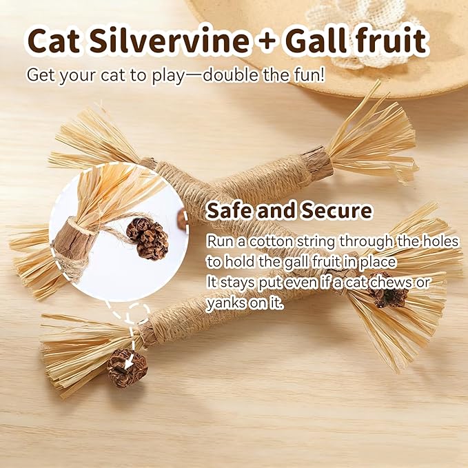 Cat Toys for Indoor Cats, 3 Pcs Silvervine Sticks & 1 Pc Cat Chew Rope for Teeth Cleaning, Interactive Dental Sticks with Catnip for cat enrichment, Kitten Chew Toys Teething for All Breeds Red
