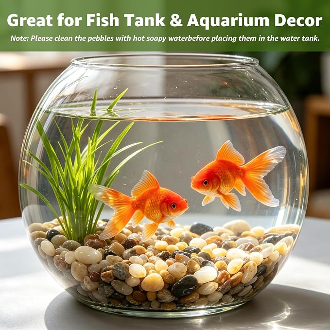 10lbs Aquarium Gravel, 1/3''(8mm) Pea Gravel,Natural River Pebbles | Water-Washed, Undyed and Uncoated, for Freshwater Tanks, Turtle Habitats, Planted Displays and Stream Layouts