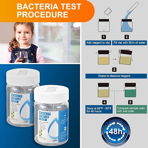 AAwipes Drinking Water Test Strips 17-in-1 100 Strips + 2 Bacteria Tester Kits, Lab-Validated Complete Water Testing for Home, Well, Tap Water, City Water, Flood Water Testing Strips (K03-100)