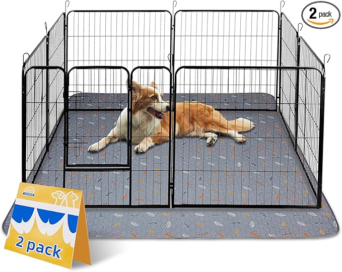 Sunheir Washable Pee Mats for Dogs - Large 48" x 48" 2-Pack Reusable Puppy Pads, Absorb Dog Mats, Whelping Pad, Non-Slip, Protects Urine Leakage (Light Grey, 48x48)