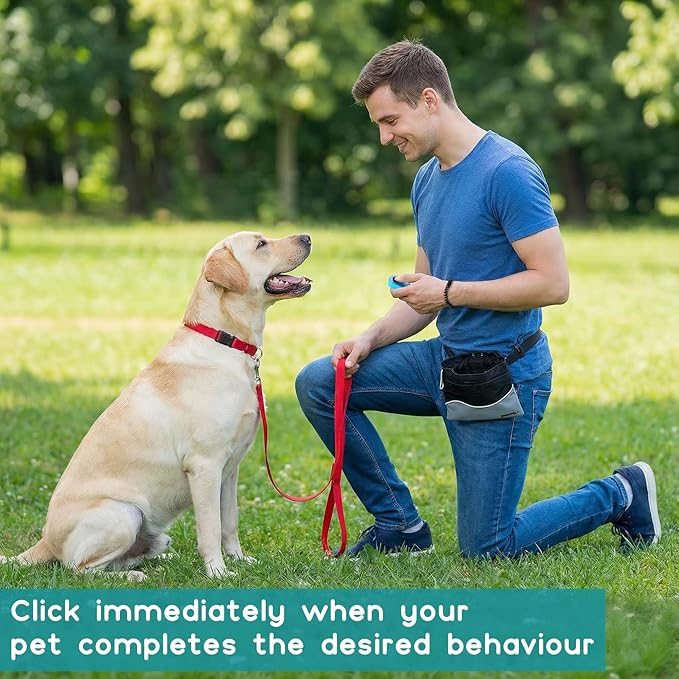 Pet Clicker for Dogs/Cats/Horses/Birds or Other Animals - Finger Clickers for Training (Black+Blue)