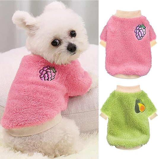 2 Pieces Small Dog Sweater Winter Warm Doggie Sweaters for Small Dogs Like Chihuahua Yorkie Girl Puppy Coat Thick Fleece Pet Clothes Clothing (Large)