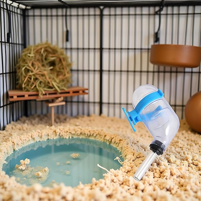 Mini No-Drip Water Bottle Feeder for Hamsters Hedgehogs Gliders Rats Mice and Other Small Pets and Animals, Hamster Water Bottle Dispenser Feeder for Cages, Crates or Wall Mount