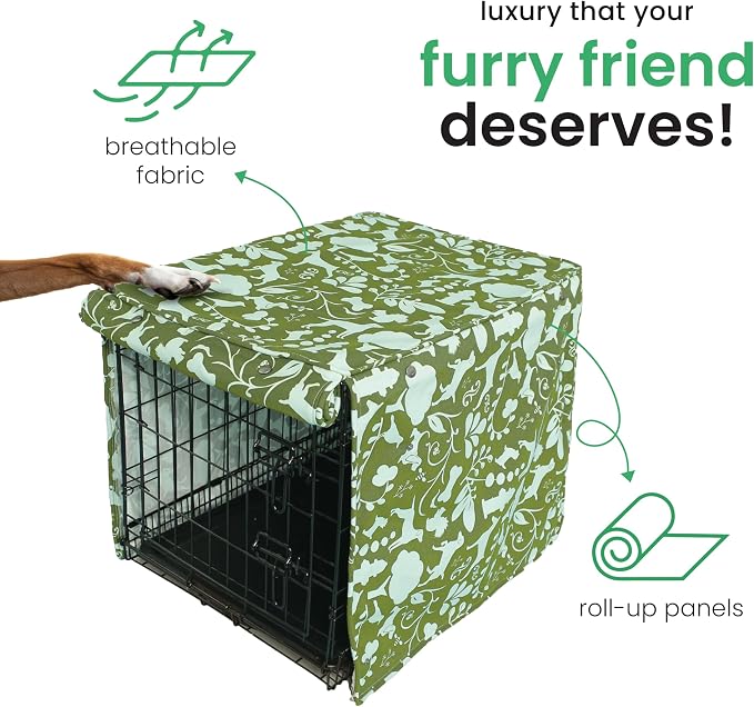 Molly Mutt Amarillo by Morning Dog Crate Cover, 100% Cotton Canvas Cover with 2 Roll-Up Panels, Ideal for Dog or Cat Crate, Durable, Washable, and Free of Harmful Chemicals, 30" x 21" x 24"