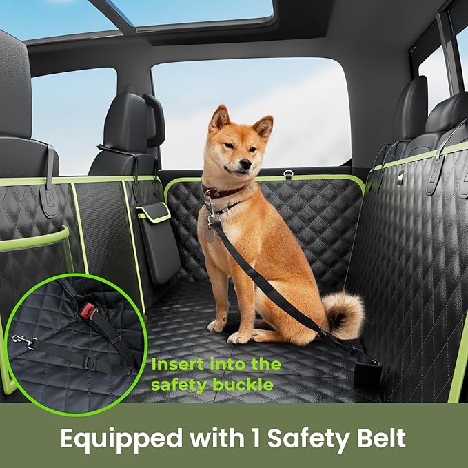 Back Seat Extender for Dogs 57 * 28.7 in, Waterproof Leather Fabric Dog Car Seat Cover for Back Seat, Foldable in the Car, Hard PVC Panels Bottom Support to 330 lbs, Full Coverage for Full Size Truck