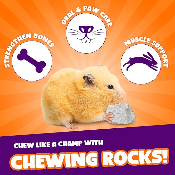 CoCoo 2 oz Grinding Rocks for Small Pets – Rabbit Teeth Grinder, Lava Rock Chew Toy, Accessory for Teeth & Nail Care, Calcium Enrichment, Smooths Claws, Non‑Dye Decorative Cage Stone for Hamsters