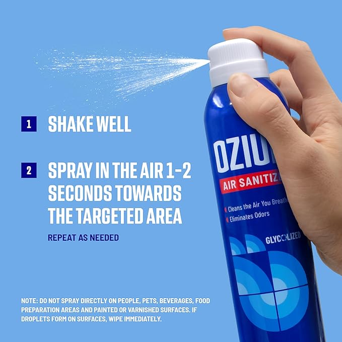 Ozium Air Sanitizer Spray - Room Odor Eliminator for Home, Car, and Office - Country Fresh Air Cleaner - 8 oz Can - 6 Pack
