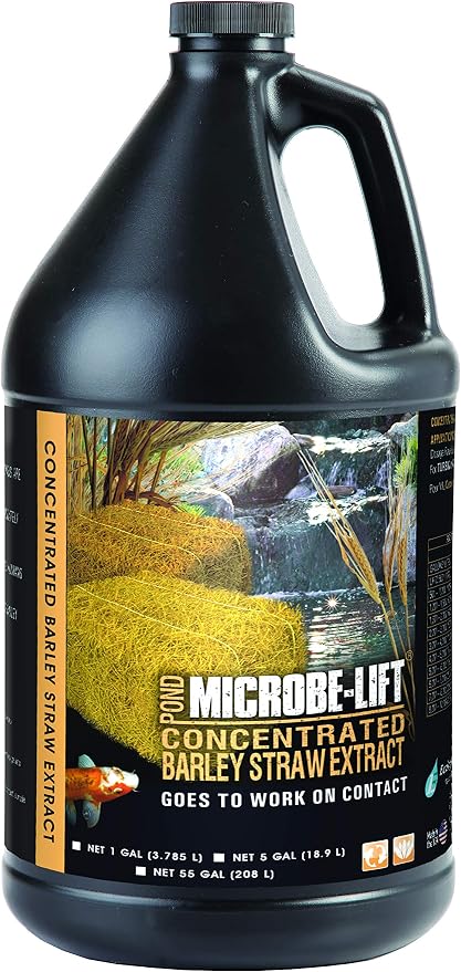 Microbe-Lift Concentrated Barley Straw Extract Conditioner for Ponds – 1 Gallon – Safe for Koi Fish, Plants & Decorations – Natural Pond Conditioner, Cost-Efficient & Organic Solution