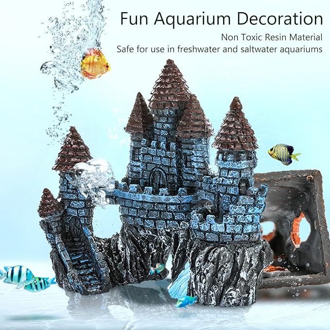 Castle Decoration for Fish Tanks, Eco-Friendly Hideout, Realistic Resin Ornament Idea