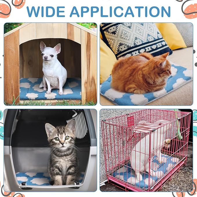 Haull 4 Pcs Waterproof Guinea Pig Bedding Guinea Pig Bed Plush Cage Liners Soft Rabbit Dog Crate Pad Cat Mat Reversible Cozy Animal Pee Pad Hamster Bunny Mat Accessory(White Cloud,13 x 18.5 Inch)