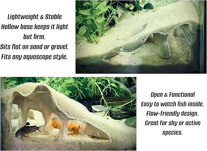 Aquarium & Terrarium Corner Underground Cave – Faux Mangrove Root Hideout for Betta, Corydoras, Shrimp, Geckos & Snakes – Natural-Look Tank Decor in Textured Root Style (Charcoal, 7.5" x7.5''x4)