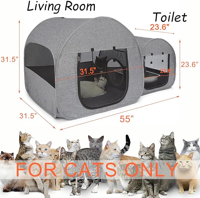 Portable Cat Playpen, Delivery Room, Enclosure, Postoperative Recovery, House Design for Better Standing, Foldable Pet Tent for Indoor and Outdoor Use, Cat Houses & Condos Dark Gray