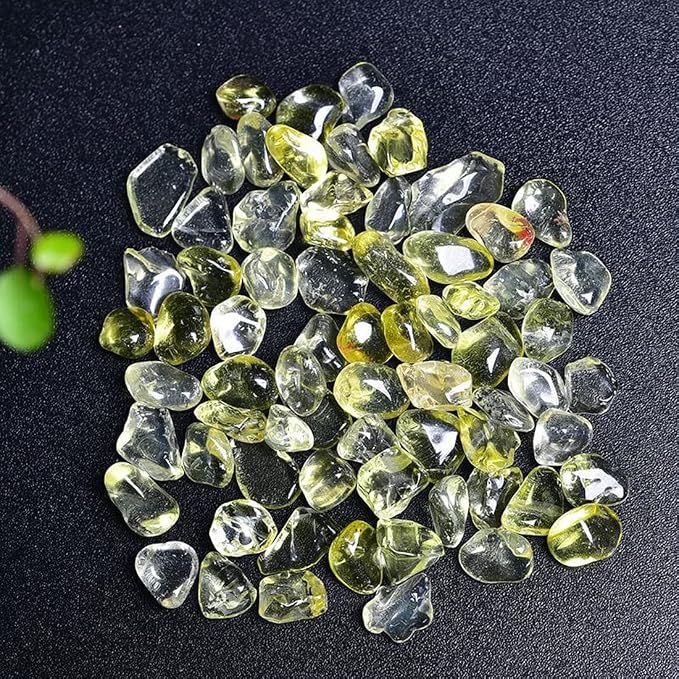 Erliway Natural Citrine Tumbled Chips Crushed Crystal Stone, 7-9mm | Polished Healing Crystal Chips Healing Reiki Crystal Jewelry Making Home Decoration, Aquarium, Vase Fillers, Plants Décor