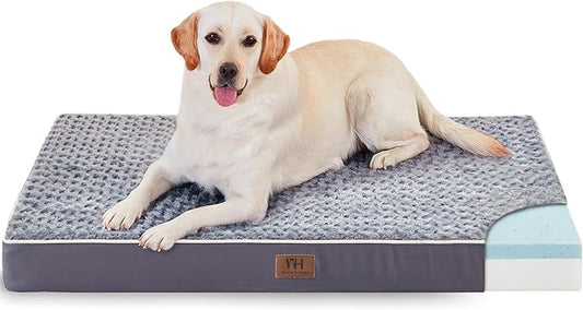 Figopage Orthopedic Dog Beds Large Sized Dog, Memory Foam Dogs Bed with Removable Cover, Washable Pet Mat Non-Slip Bottom, Waterproof Pet Crate Pad, 50×36, Grey