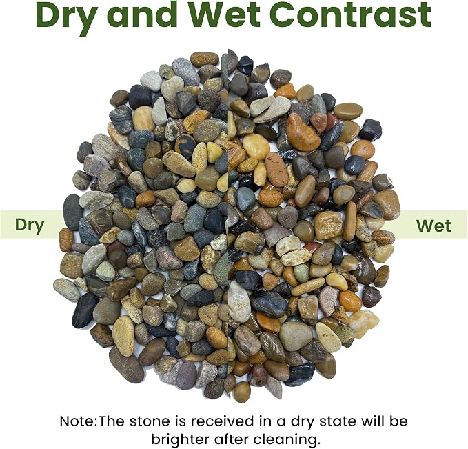 SIDONG 5LB Natural Aquarium Gravel, Small River Rocks for Fish Tank, Garden & Vase Decor - 2/5 Inch Pea Gravel, 8-12mm Polished Stones for Landscaping, Potted Plants, Terrarium