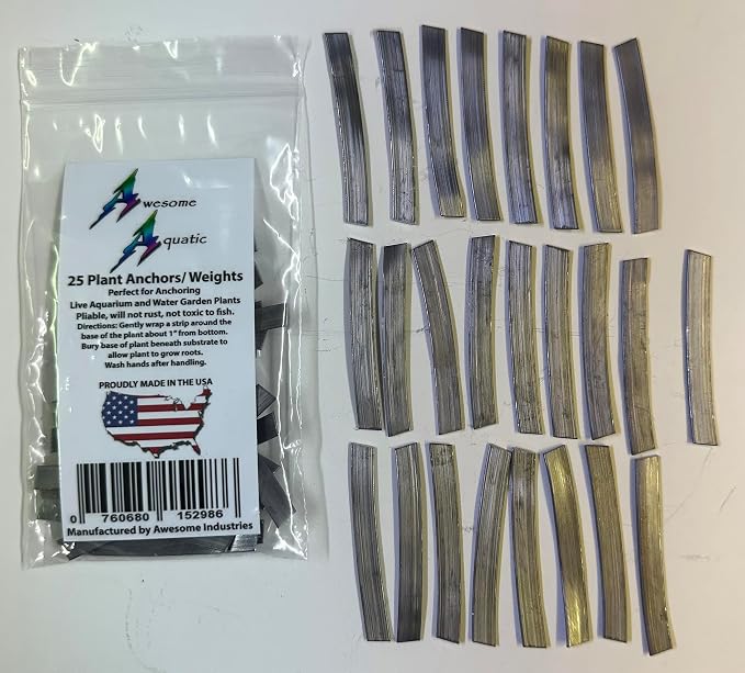 Awesome Aquatic Plant Anchors/Weights 25 pk Strip Lead Ribbon Live Plants Weight Anchor (25 Pack Strips) | Secure plants • Easy to shape • Holds stems in place • Prevents floating • Aquascaping essential