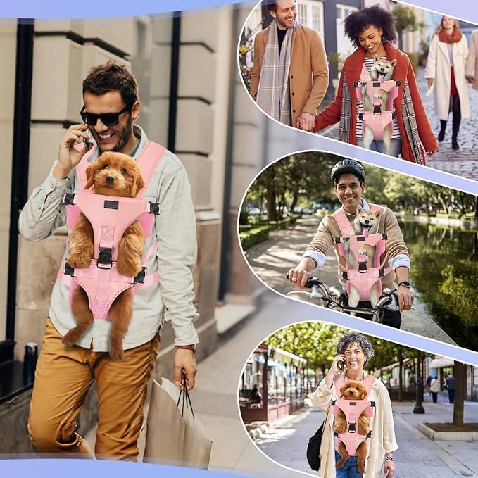 YUDODO Front Pet Carrier Backpack for Small Dogs and Cats, Secure and Breathable Mesh, Ergonomic Support, Adjustable for Walking, Hiking, or Travel (Pink S)