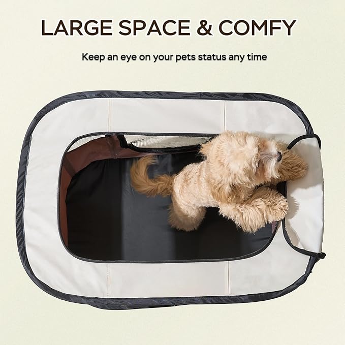 Portable Foldable Pet Playpen Collapsible Crates Kennel Playpen for Dog cat and Rabbit &Travel playpen Outdoor or Indoor (Medium（31.5" L x 23.6" W x 21.7" H）, Brown)