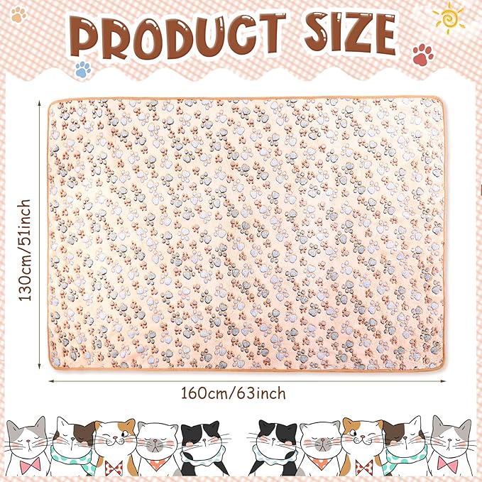 Tatuo 4 Pack Fleece Dog Blankets for Puppy Cats Multi-Size Sleep Mat for Pet Guinea Pig Soft Washable Warm Crate Bed Puppy Teething Toys Print Pattern Blanket Indoor(Mixed Color,51 x 63 Inch,Paw)