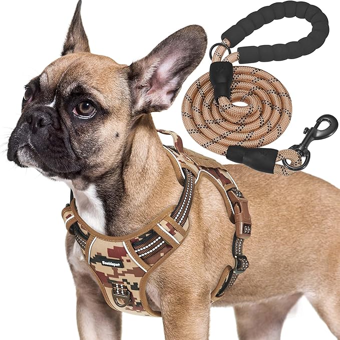 Beebiepet Heavy Duty Tactical Dog Harness for Small Dogs, No Pull Adjustable Pet Harness Reflective Service Training Easy Control Pet Vest Military K9 Working Dog Harnesses- Small, Desert Camo