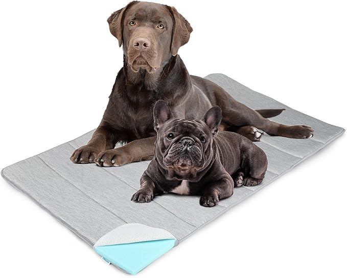 Cooling Dog Mat Q-Max>0.5 - Rapid Cooling Tech, Thin Breathable Crate Pad, Portable Washable Summer Mat, Chill Soothing Fabric - 47"x29" Extra Large Dog, Grey