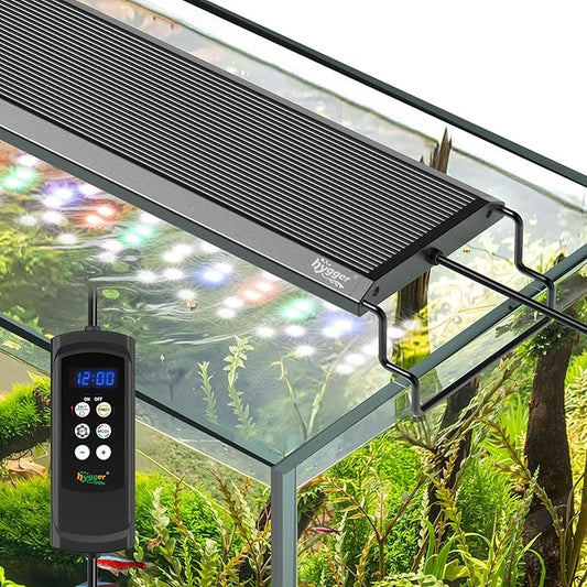 hygger Aquarium Light, 50W Full Spectrum Fish Tank LED Light, 24/7 Remote Control Adjustable Timer, Brightness and Color, Extendable Bracket, Power-Off Memory Plant Growth Lamp, Fits 36-48 Inch Tank