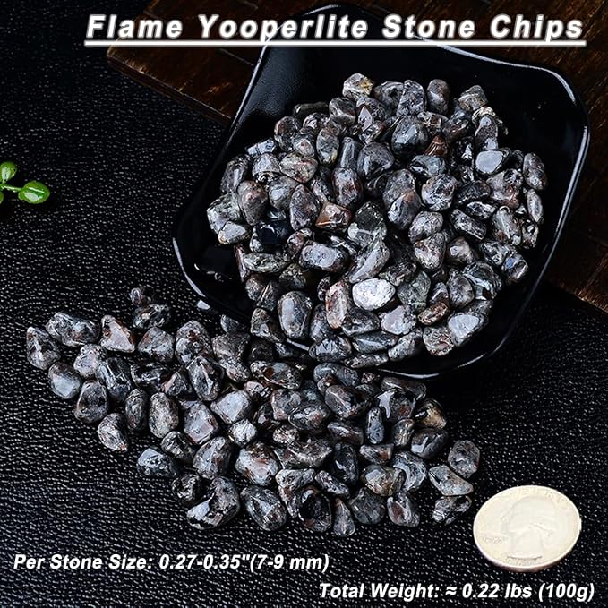 Erliway 100g Natural Yooperlite Stone Crystal Chips 7-9mm Tumbled Stones | Small Crushed Crystal Stone, Polished Flame Stone Chips for Fish Tank, Healing Tumbled Rocks for Reiki Jewelry Making Décor