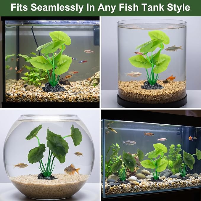 2Pack Silk Aquarium Decor Artificial Aquarium Decor Plants for Fish Tank | 6inch Artificial Aquarium Plants with Driftwood Base for Betta Fish Tank Accessories, Betta Fish Tank Decor