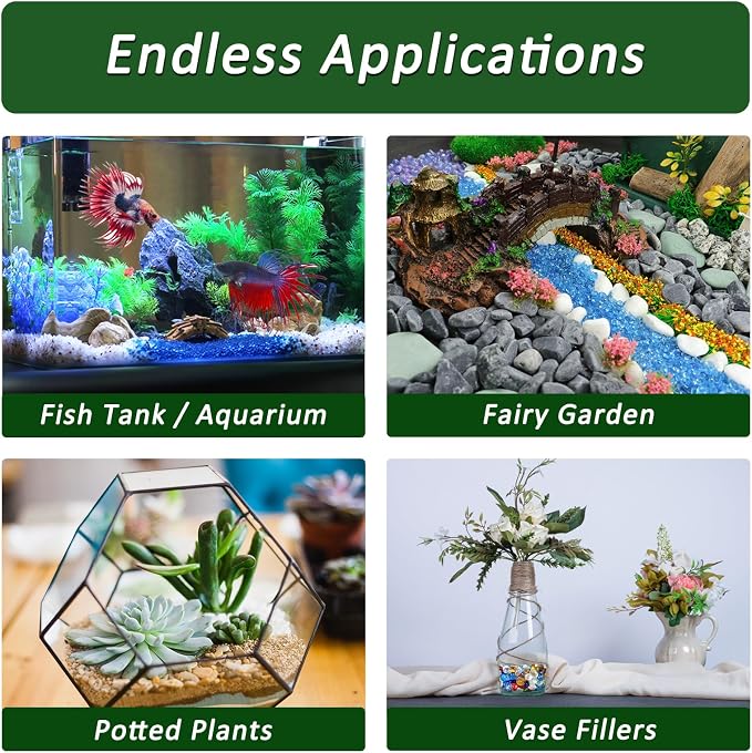 BXI 2.2 Lbs Small Aquarium Substrate Gravel Sand, Polished Smooth Fish Tank Gravel, Colorfast Uncoated Oceanic Mix Decorative Stones, Sea Glass for Vase Fillers, Fairy Garden, Potted Plants