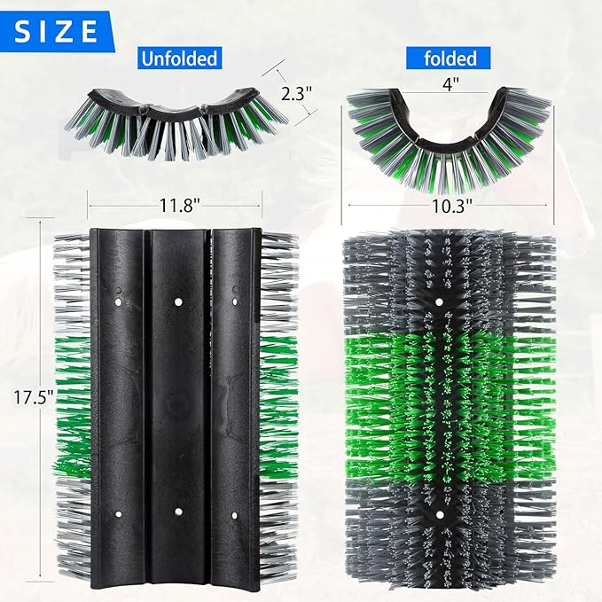 Extra Large Size Livestock Scratching Brush, Upgraded Horse/Goat/Cow/Cattle Scratcher Brush for Grooming, Itch Relief Horse Scratcher Brushes Kit with Two Sets of Mounting Screws(8-Pack,Gray)