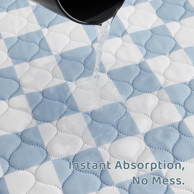 2 Pack Blue Checkered Washable Pee Pads for Dogs, Checkered Reusable Dog Pee Pads, for Puppy Playpen, Crate, Whelping Box, Potty Training, Cute Aesthetic Absorbency, Leak-Proof Non-Slip